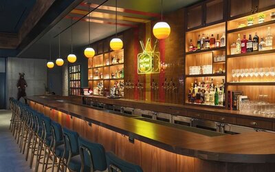 Bar at Moxy NYC Downtown.