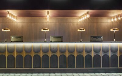 Hotel reception at Leonardo Hotel Dublin Parnell Street.