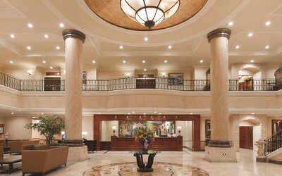 Reception at Hilton Los Angeles/San Gabriel with cozy seating to unwind.
