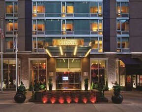 Exterior of Hilton Fashion District in Manhattan.