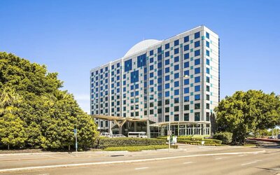 Hotel exterior at Crowne Plaza Sydney Airport.