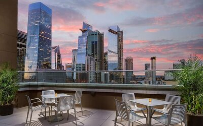Rooftop bar with stunning view of the city at DoubleTree Times Square South.