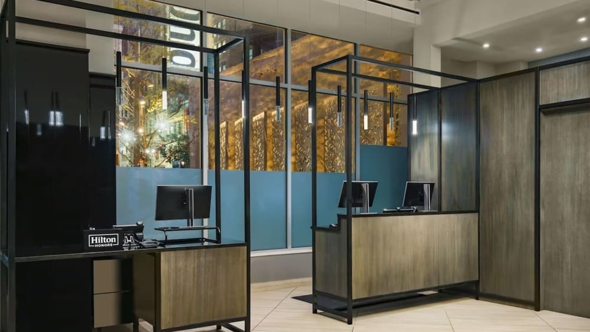 Beautiful reception area with welcoming staff at DoubleTree Times Square South.
