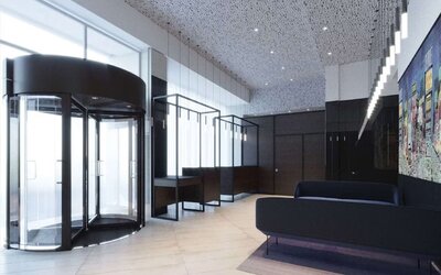 Lobby with comfortable seating at DoubleTree Times Square South.