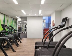 Fully equipped gym at EVEN Hotel Brooklyn By IHG.