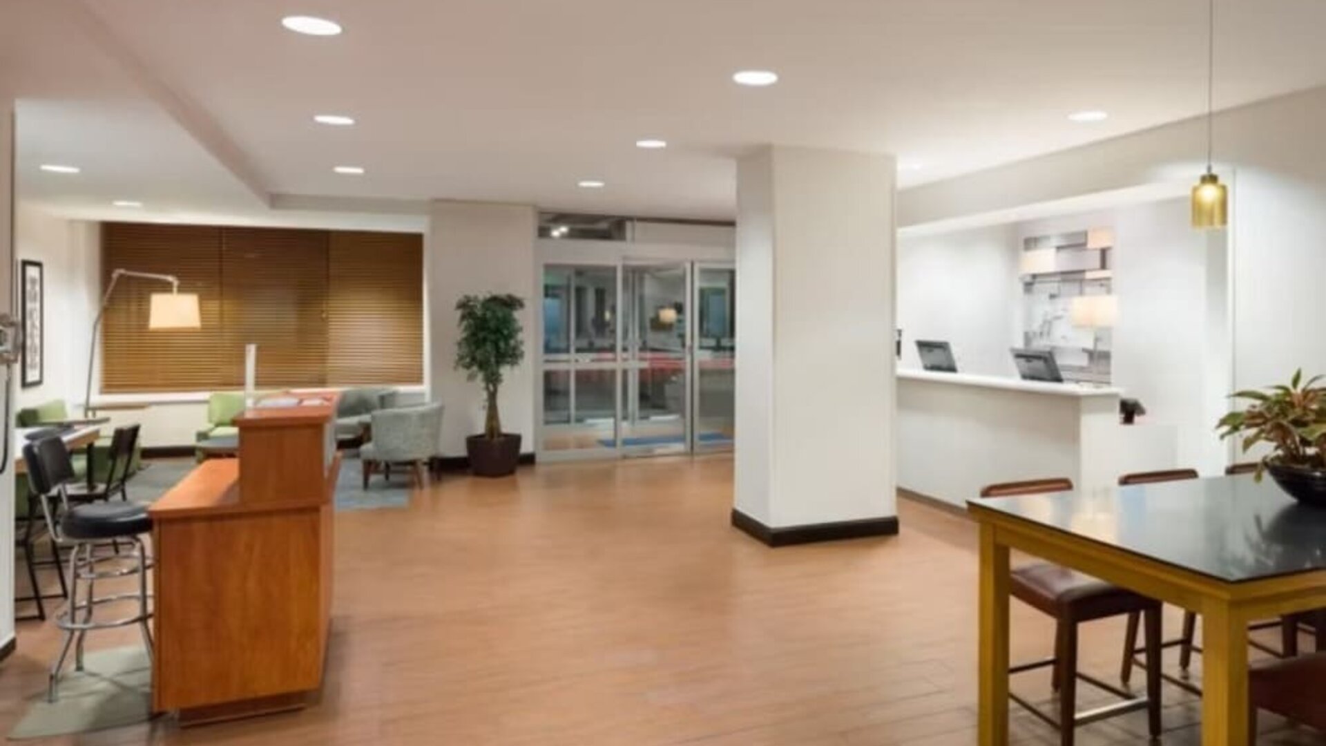 Reception area with comfortable seating at the Holiday Inn Express Times Square.