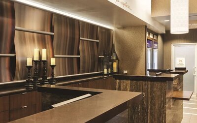 Welcoming reception area at Hilton Garden Inn Midtown East..