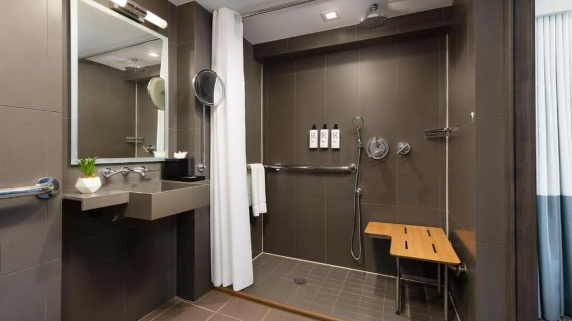 Modern bathroom at M Social Hotel Times Square.