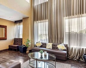 Lobby and coworking lounge at Best Western Plus Newark Airport West.