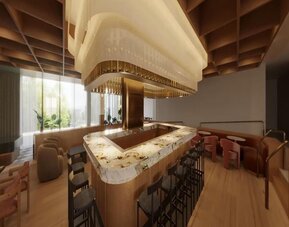 Hotel bar and restaurant at DoubleTree By Hilton Wilkes-Barre.