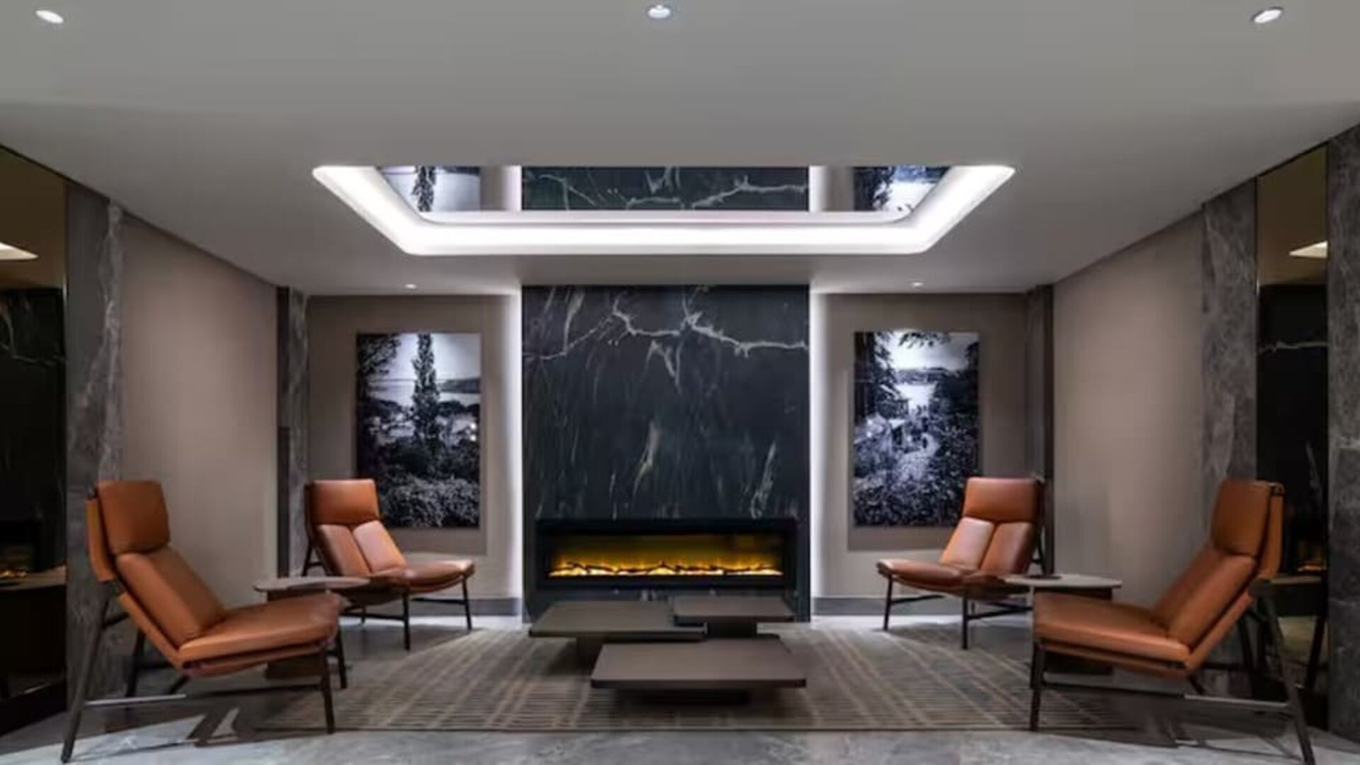Lounge and lobby with fireplace at DoubleTree By Hilton Istanbul Macka.