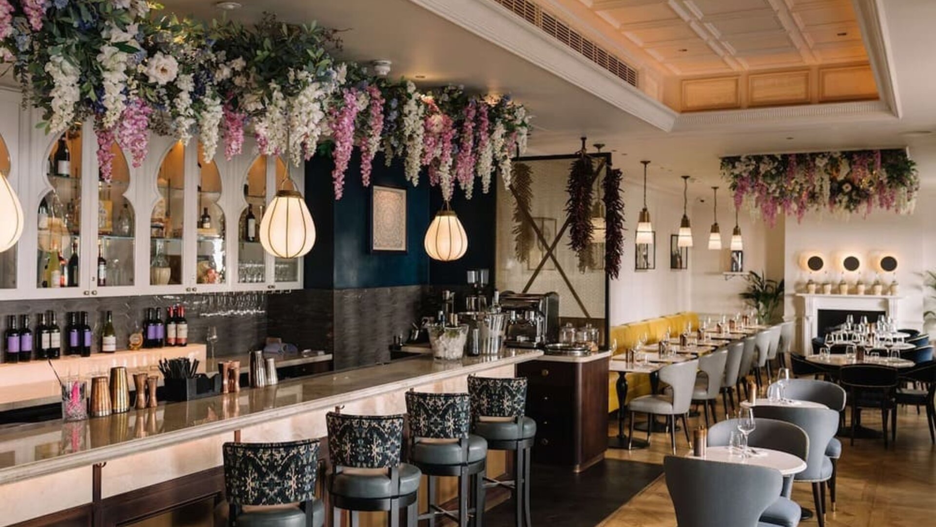 Cozy hotel bar at 100 Queen's Gate Hotel London.