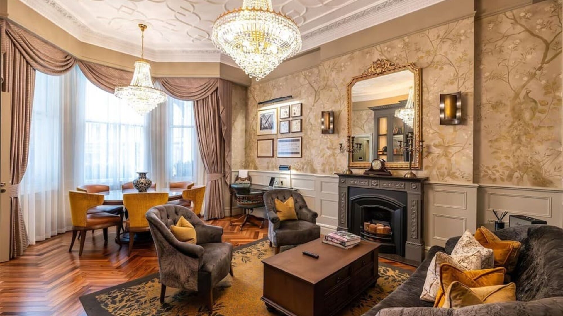 Lounge and library at 100 Queen's Gate Hotel London.