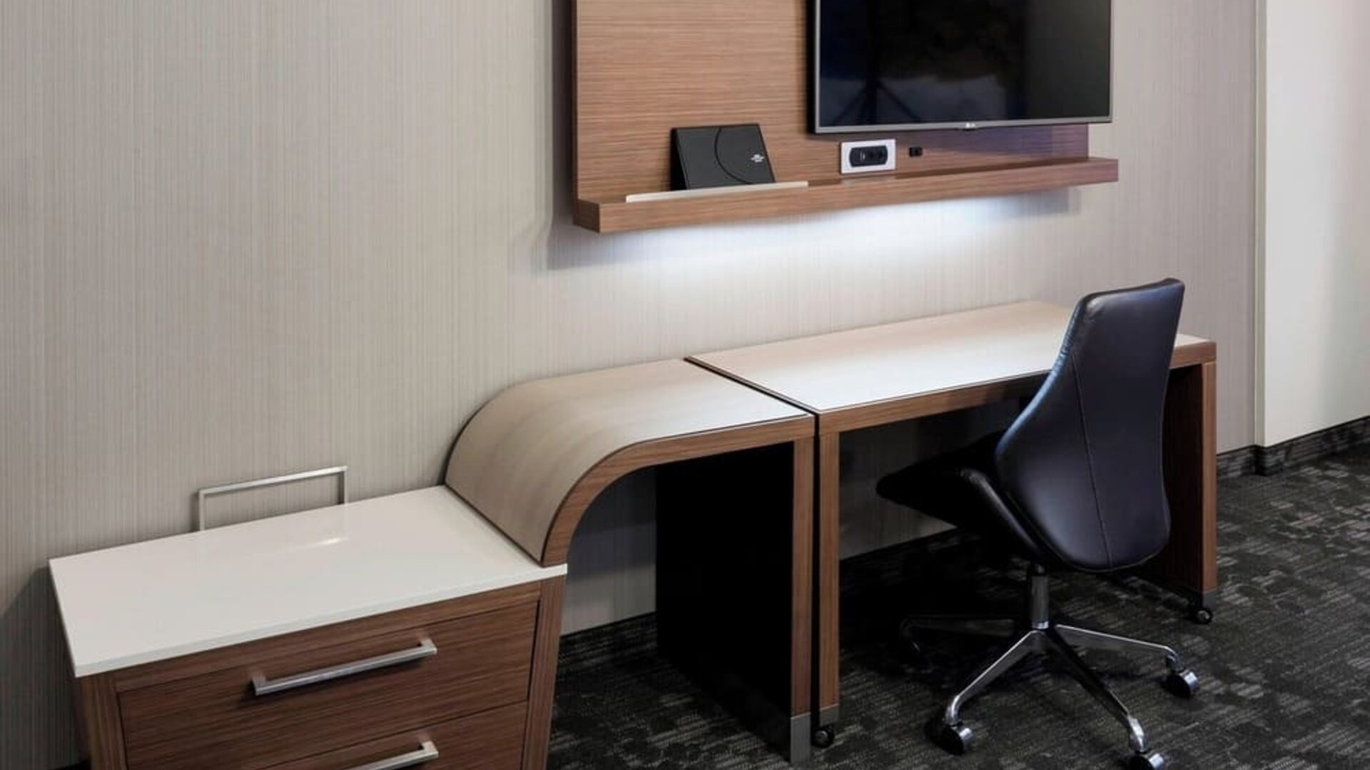 In-room workspace with desk and television at Courtyard By Marriott Houston North/Shenandoah.