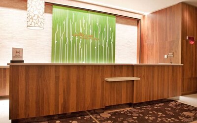 Contemporary reception desk and lobby area at Hilton Garden Inn New York Central Park South-Midtown West.