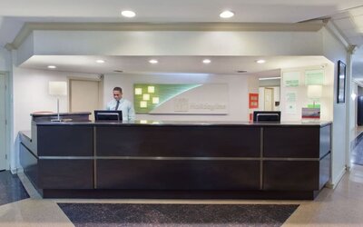 Front reception desk and check-in area at Holiday Inn Downtown Shreveport.