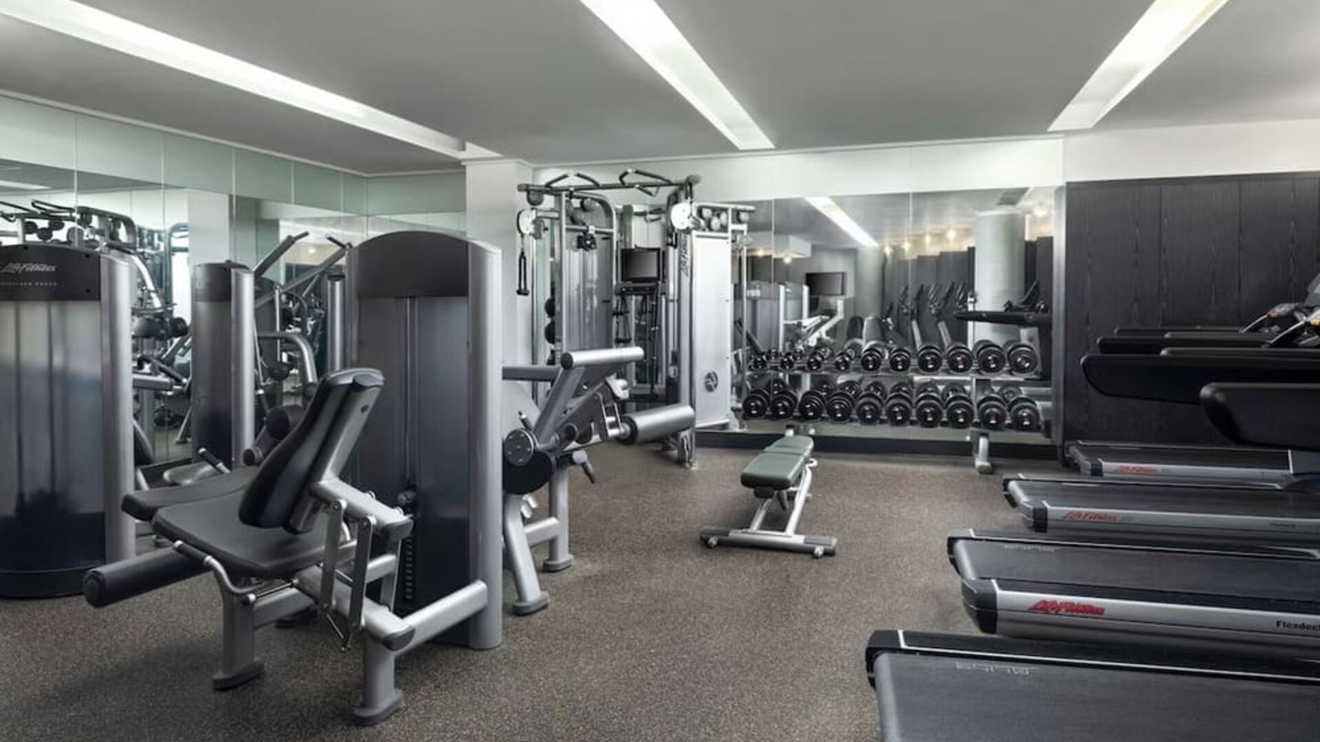 Fully equipped fitness center with cardio and strength-training equipment at Hyatt Union Square New York.